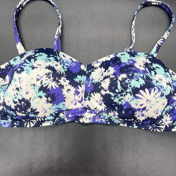 Adore Me womens 2 piece bikini swim suit size Medium blue floral high waisted - Picture 6 of 9